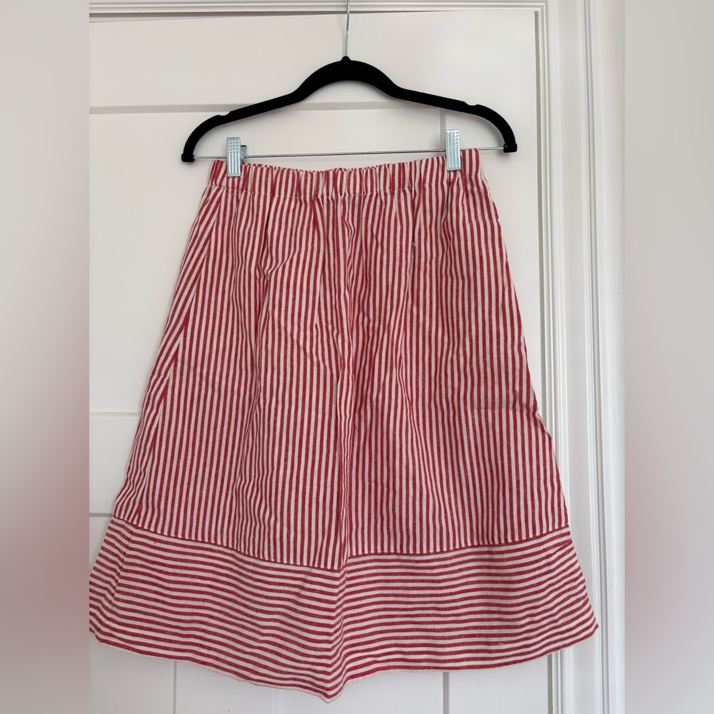 J. Crew Red and Blue Striped A-Line Cotton Skirt Bundle - Picture 2 of 5